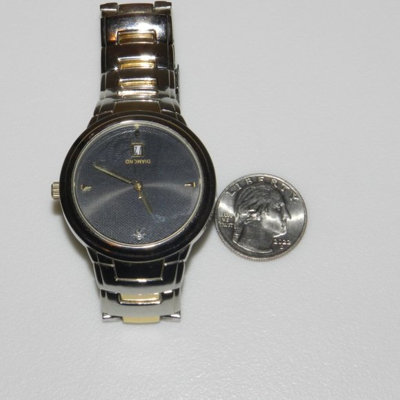 Vintage Allude Men's Black Dial Real Diamond Quartz Watch Date New Battery - Picture 8 of 12